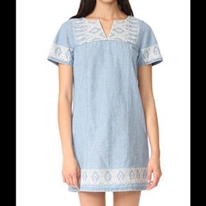 Madewell Embroidered Chambray Tunic Dress size XXS